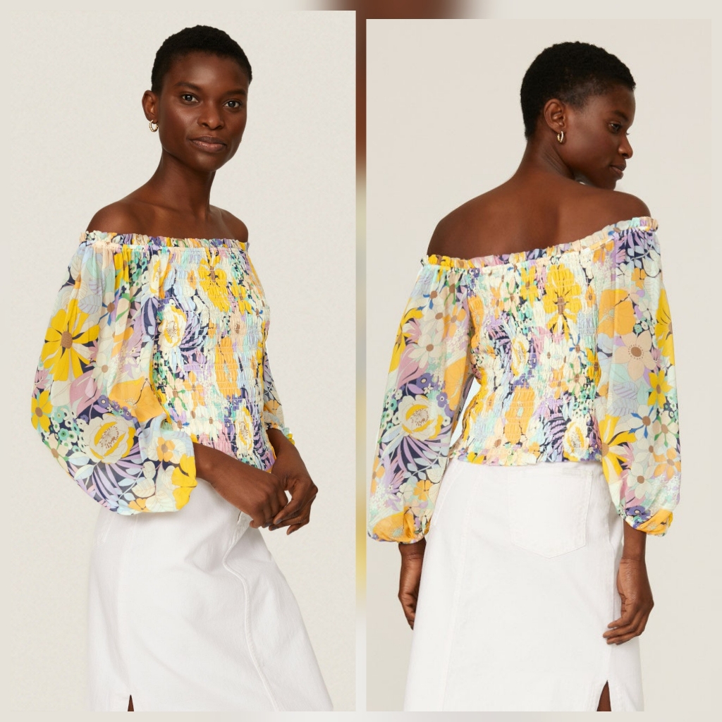 Shoshanna Cece Top Off The Shoulder Long Sleeves Pull-On Size Xs